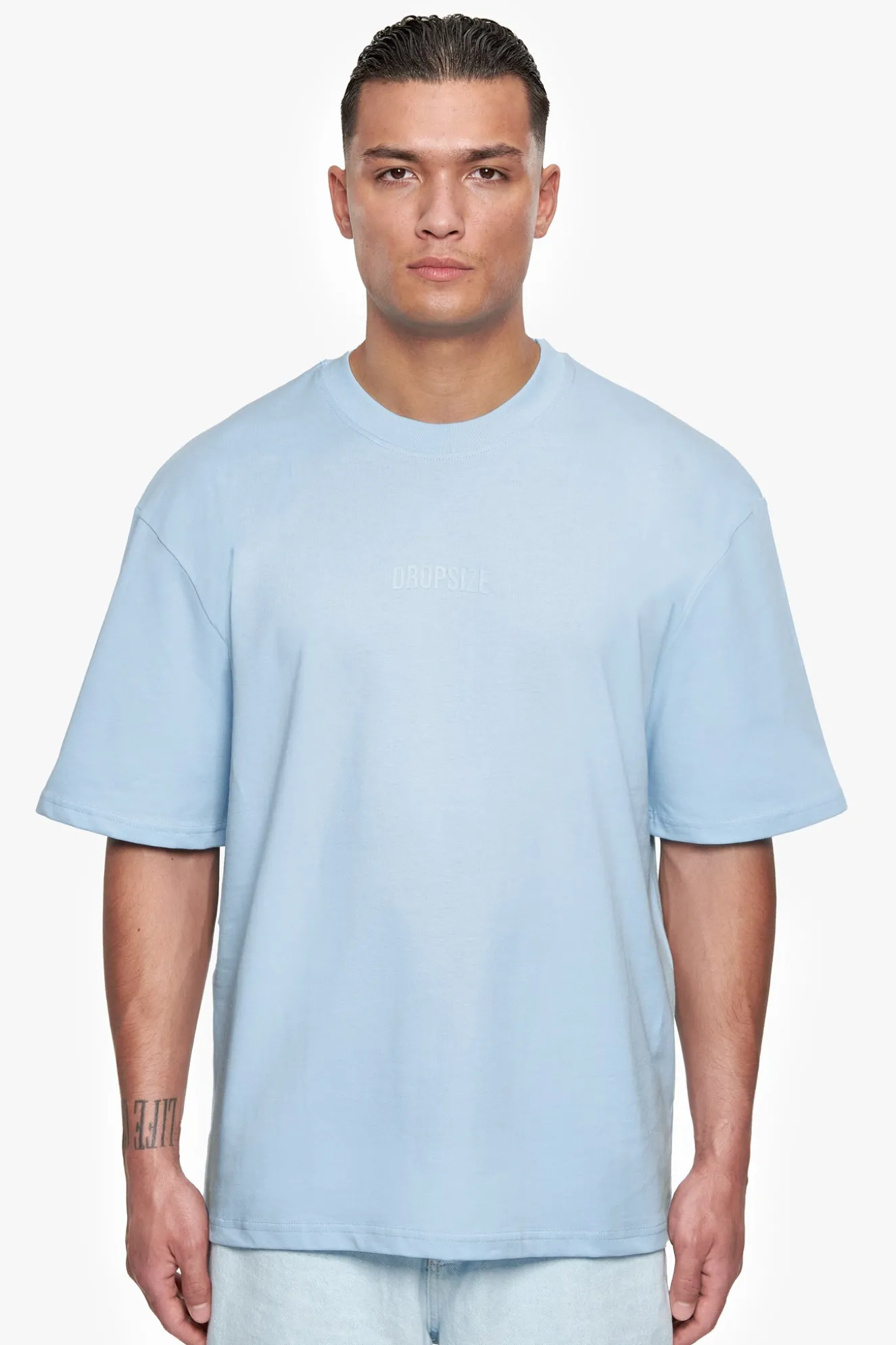 HEAVY OVERSIZE CURVED HD LOGO T-SHIRT BABY BLUE