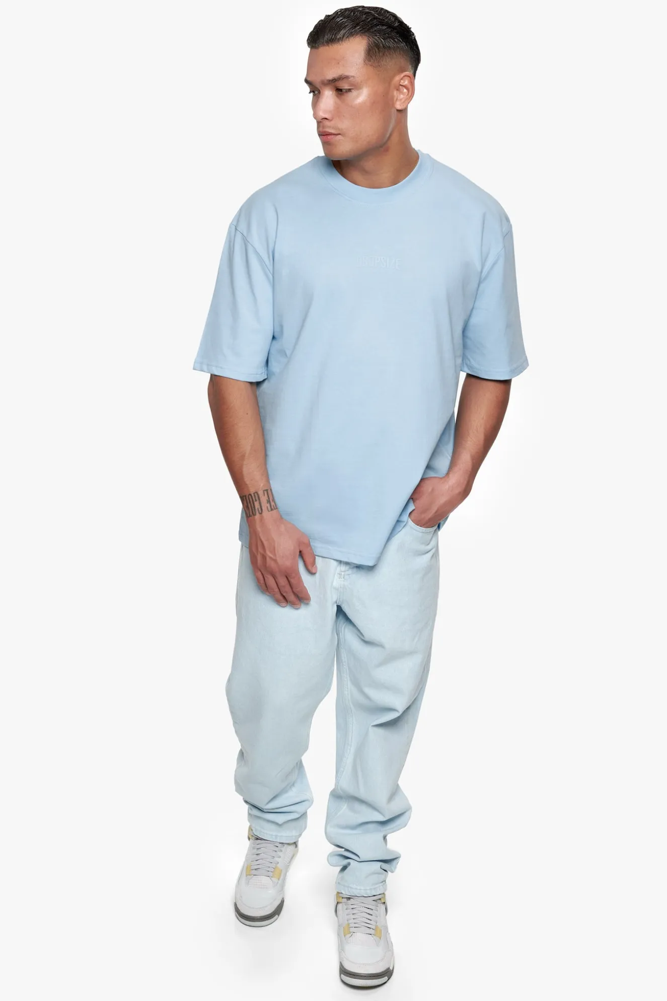 HEAVY OVERSIZE CURVED HD LOGO T-SHIRT BABY BLUE