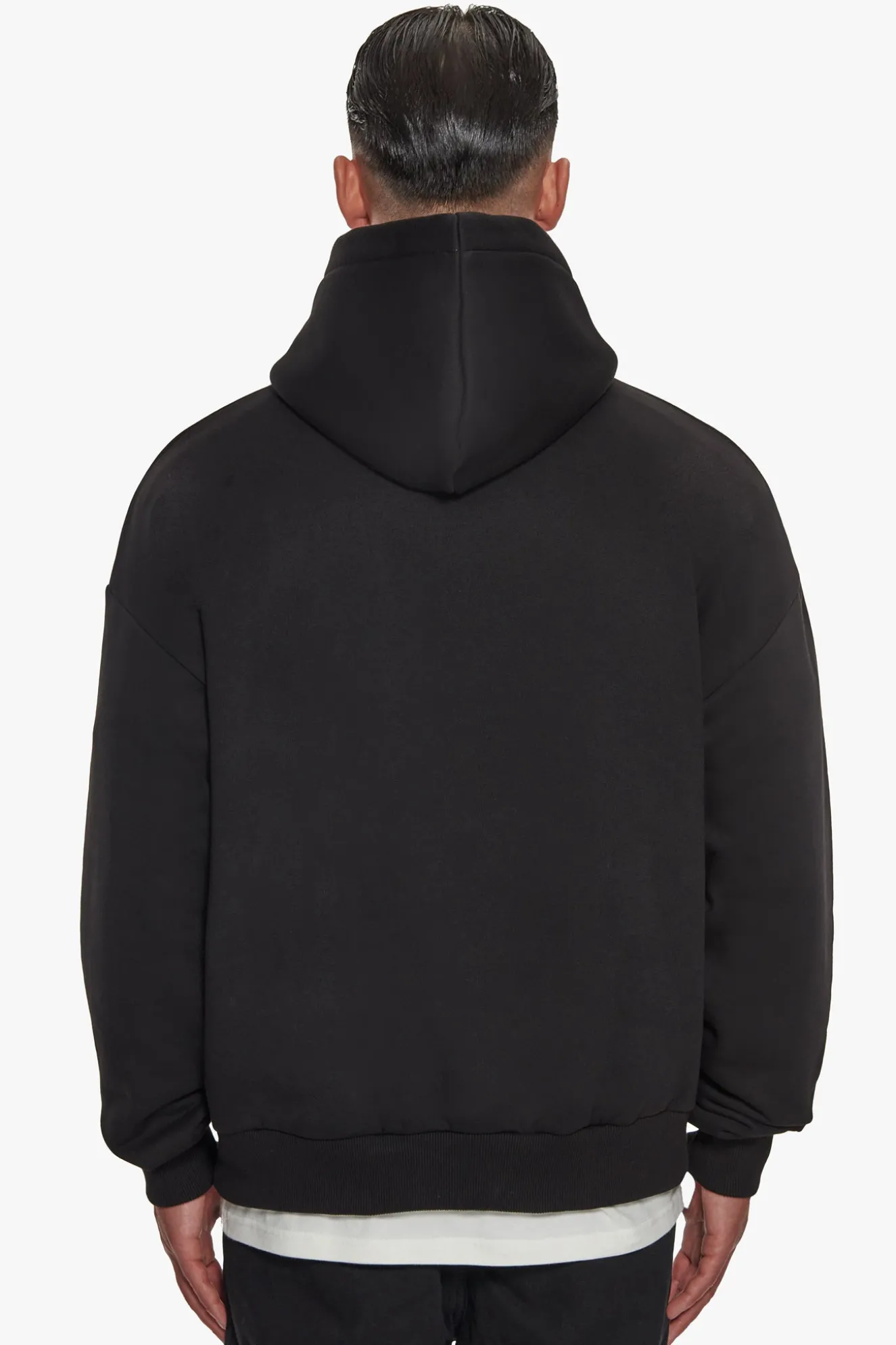 HEAVY OVERSIZE CURVED HOODIE BLACK