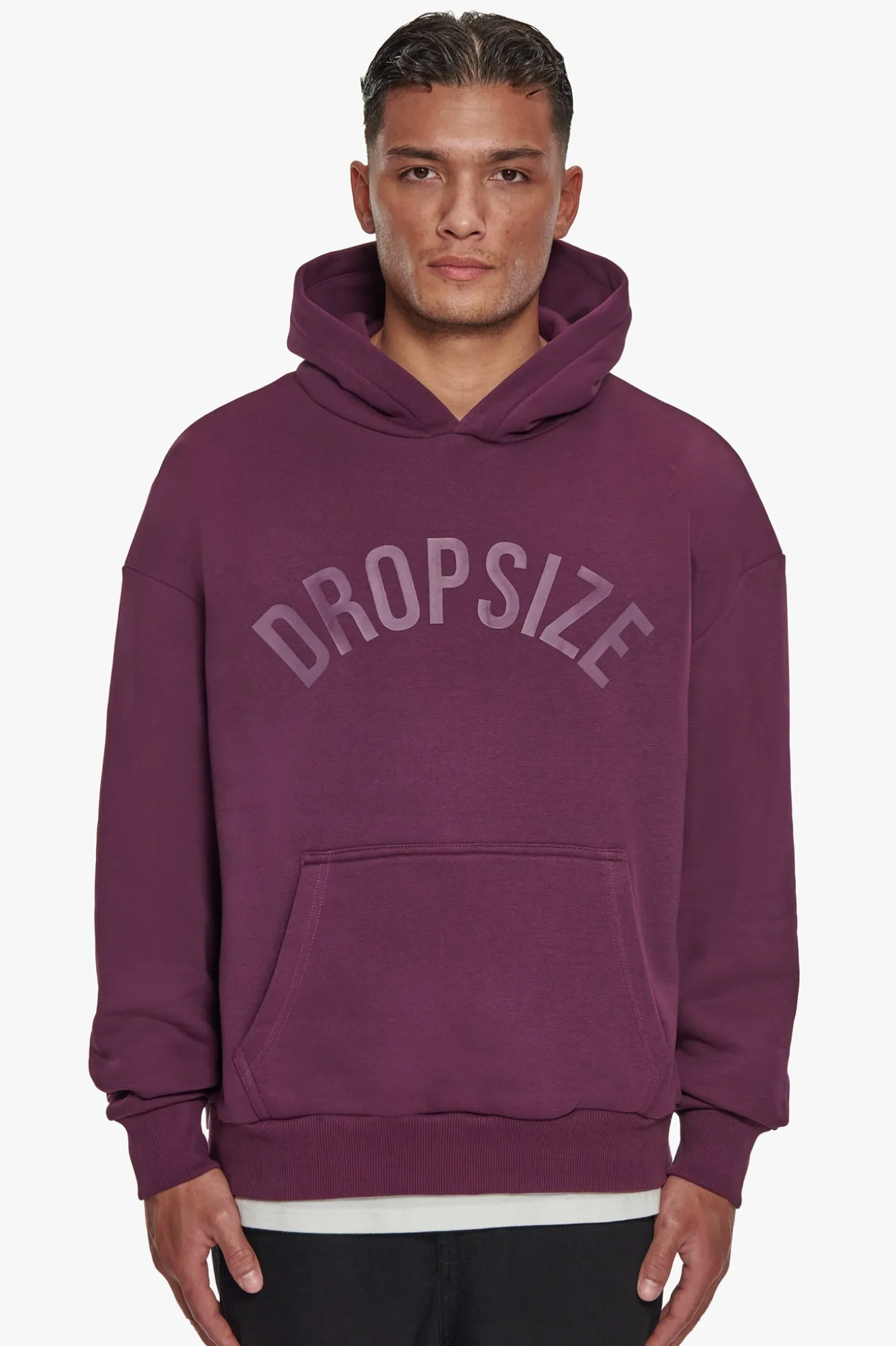 HEAVY OVERSIZE CURVED HOODIE GRAPE WINE