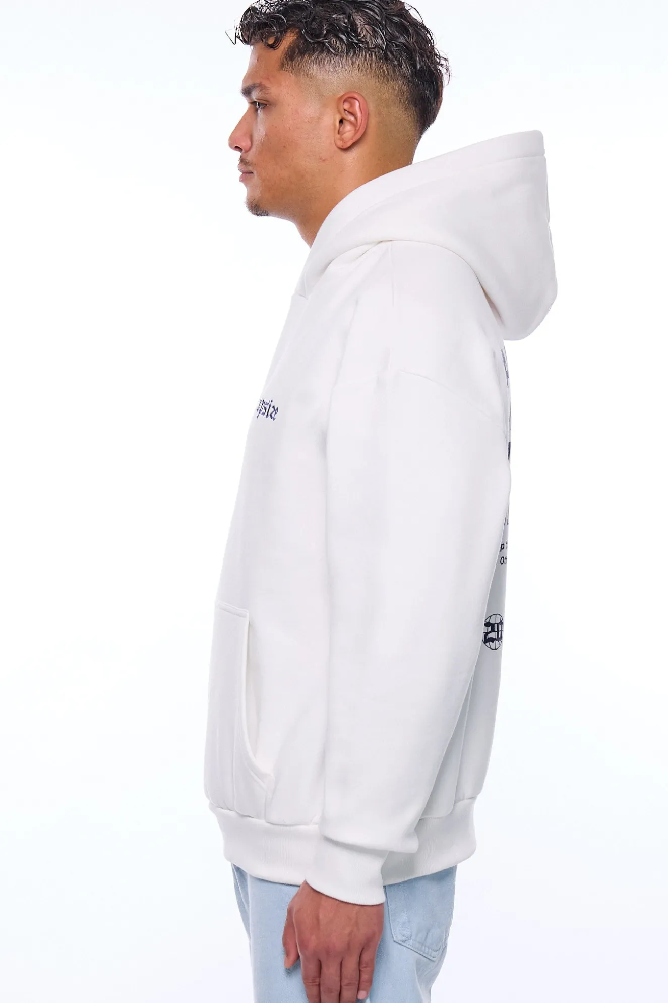 HEAVY OVERSIZE DAILY HUSTLE HOODIE CREAM WHITE