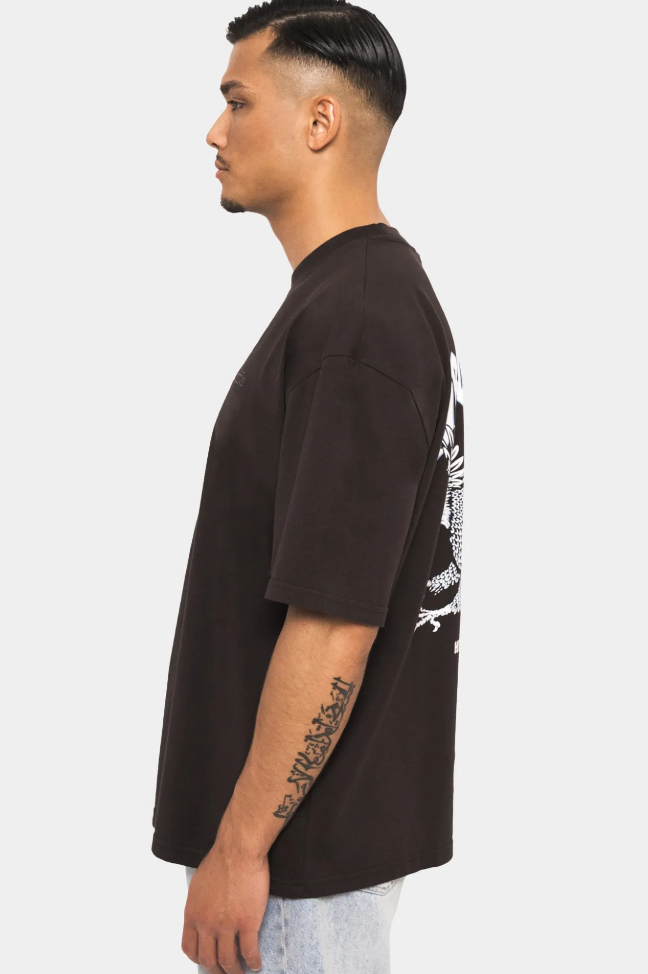 HEAVY OVERSIZE EAGLE T-SHIRT WASHED BLACK