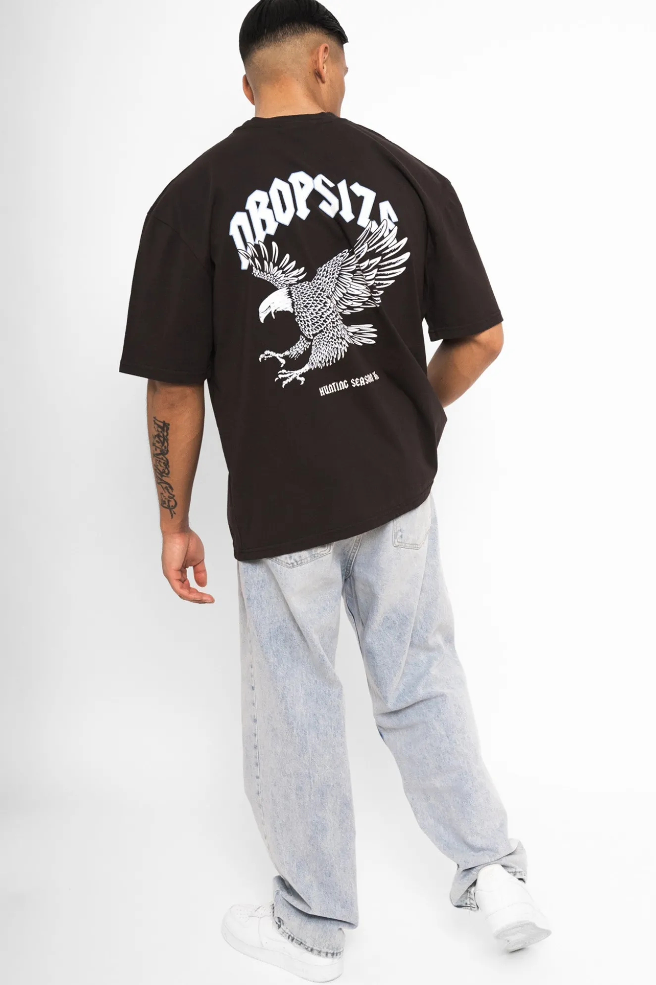HEAVY OVERSIZE EAGLE T-SHIRT WASHED BLACK
