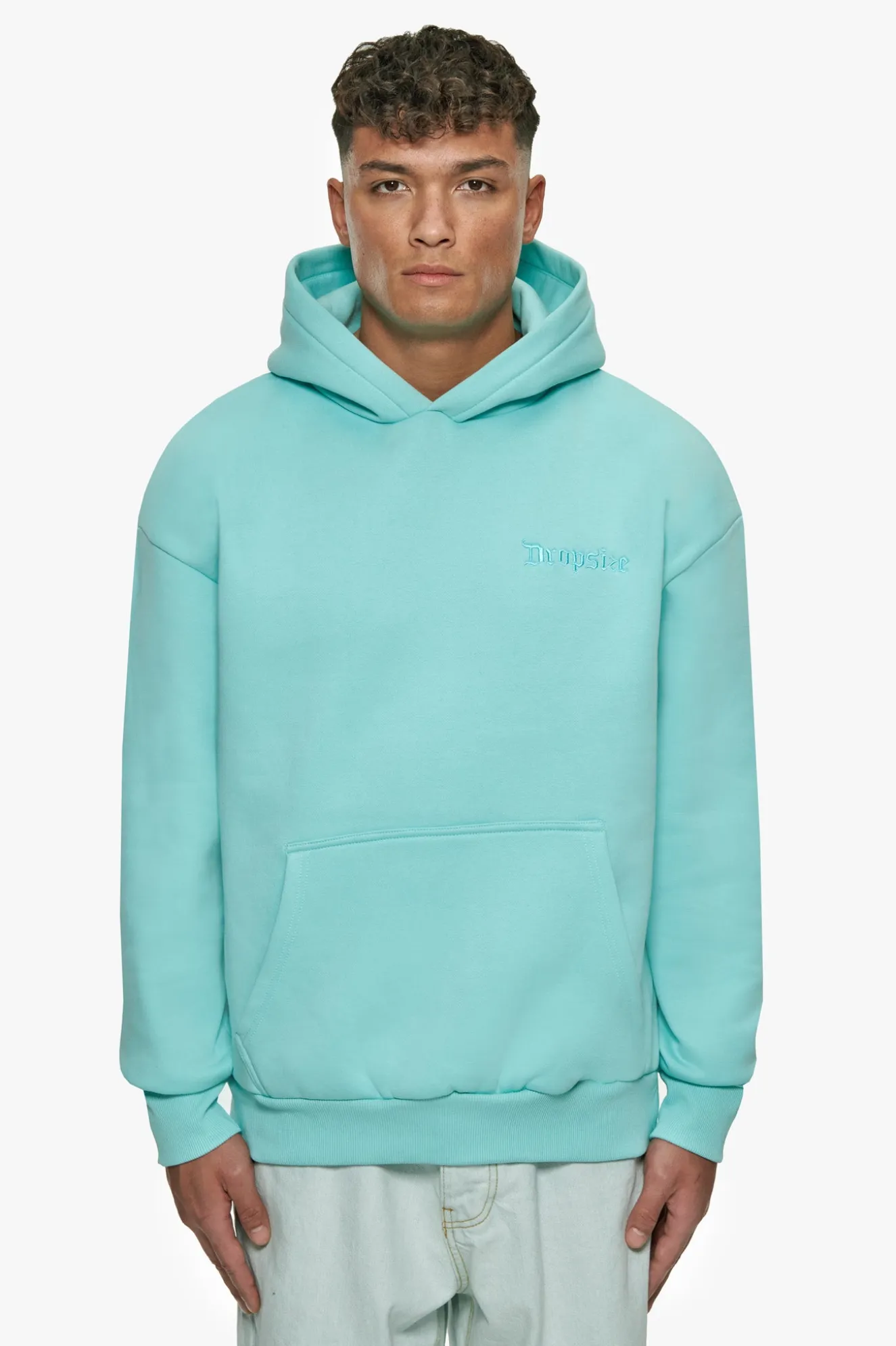 HEAVY OVERSIZE EMBO HOODIE TURQUOISE