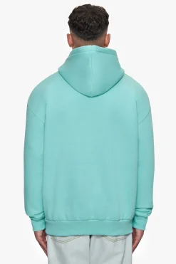 HEAVY OVERSIZE EMBO HOODIE TURQUOISE