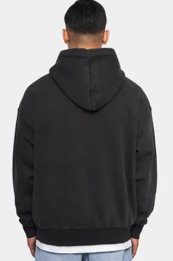 HEAVY OVERSIZE EMBO HOODIE ACID WASHED BLACK