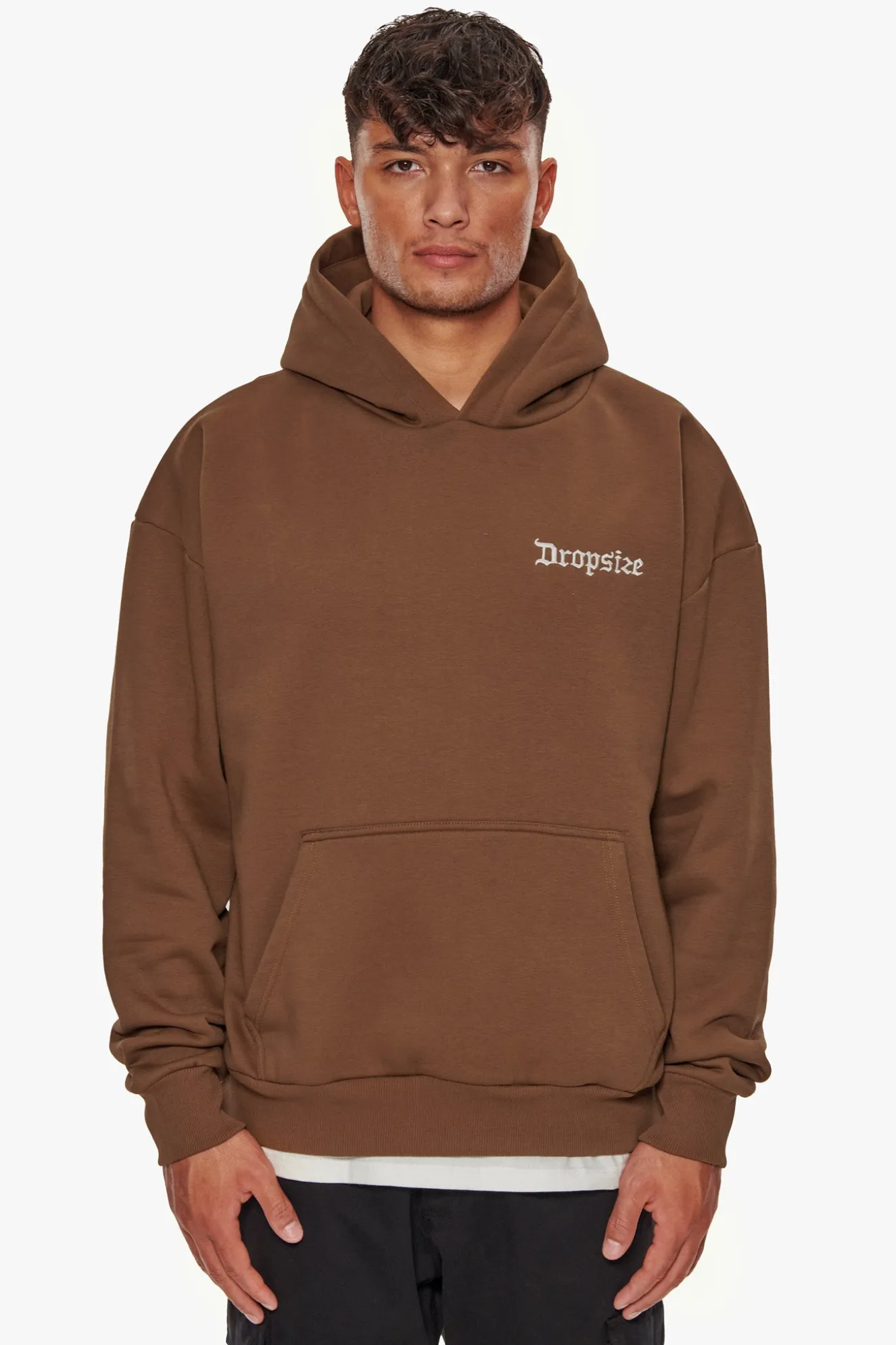 HEAVY OVERSIZE EMBO HOODIE BROWN