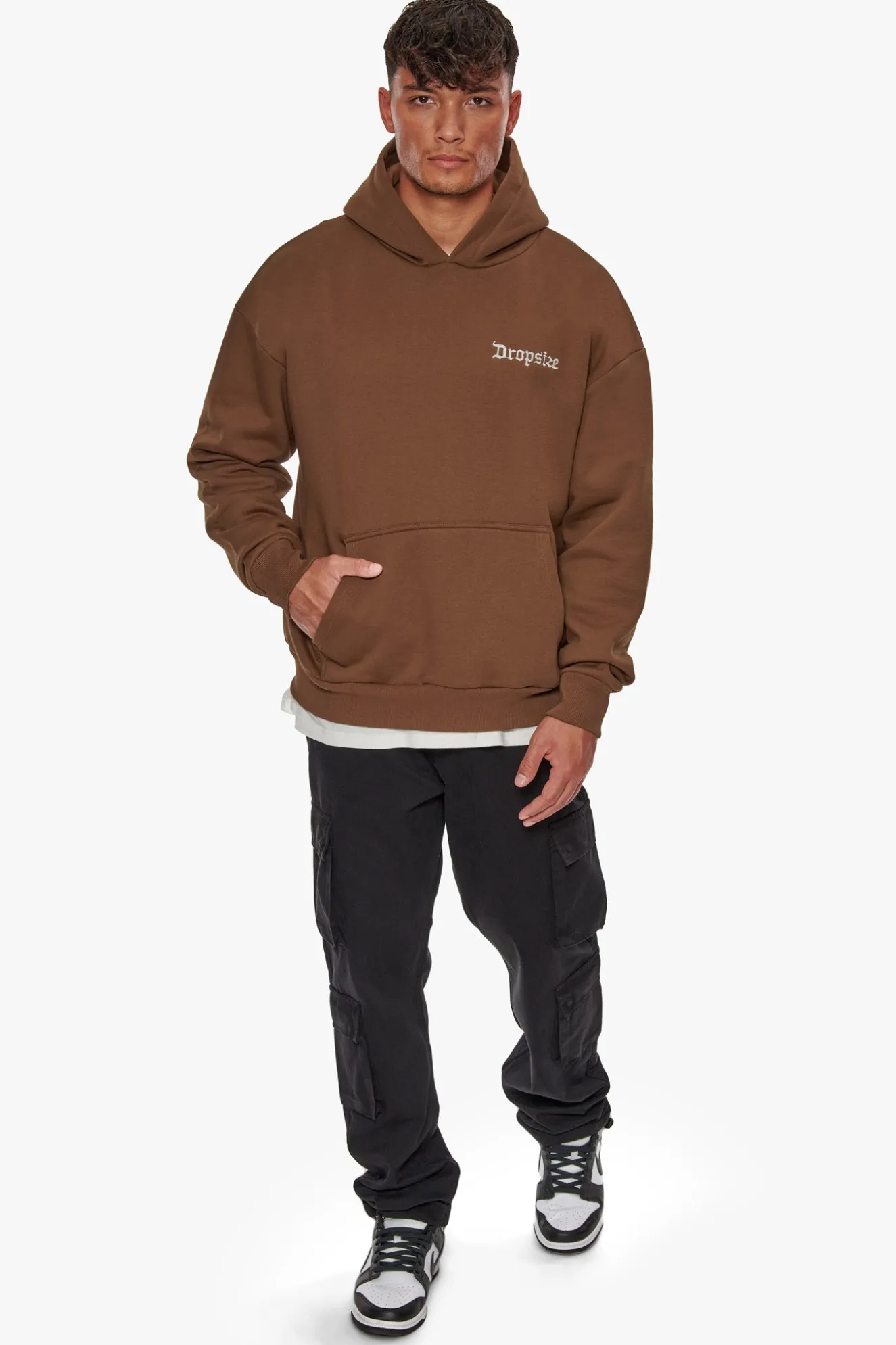HEAVY OVERSIZE EMBO HOODIE BROWN