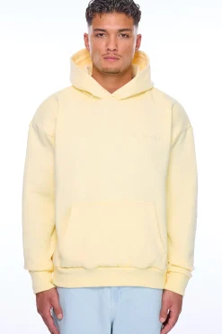 HEAVY OVERSIZE EMBO HOODIE ALMOND OIL