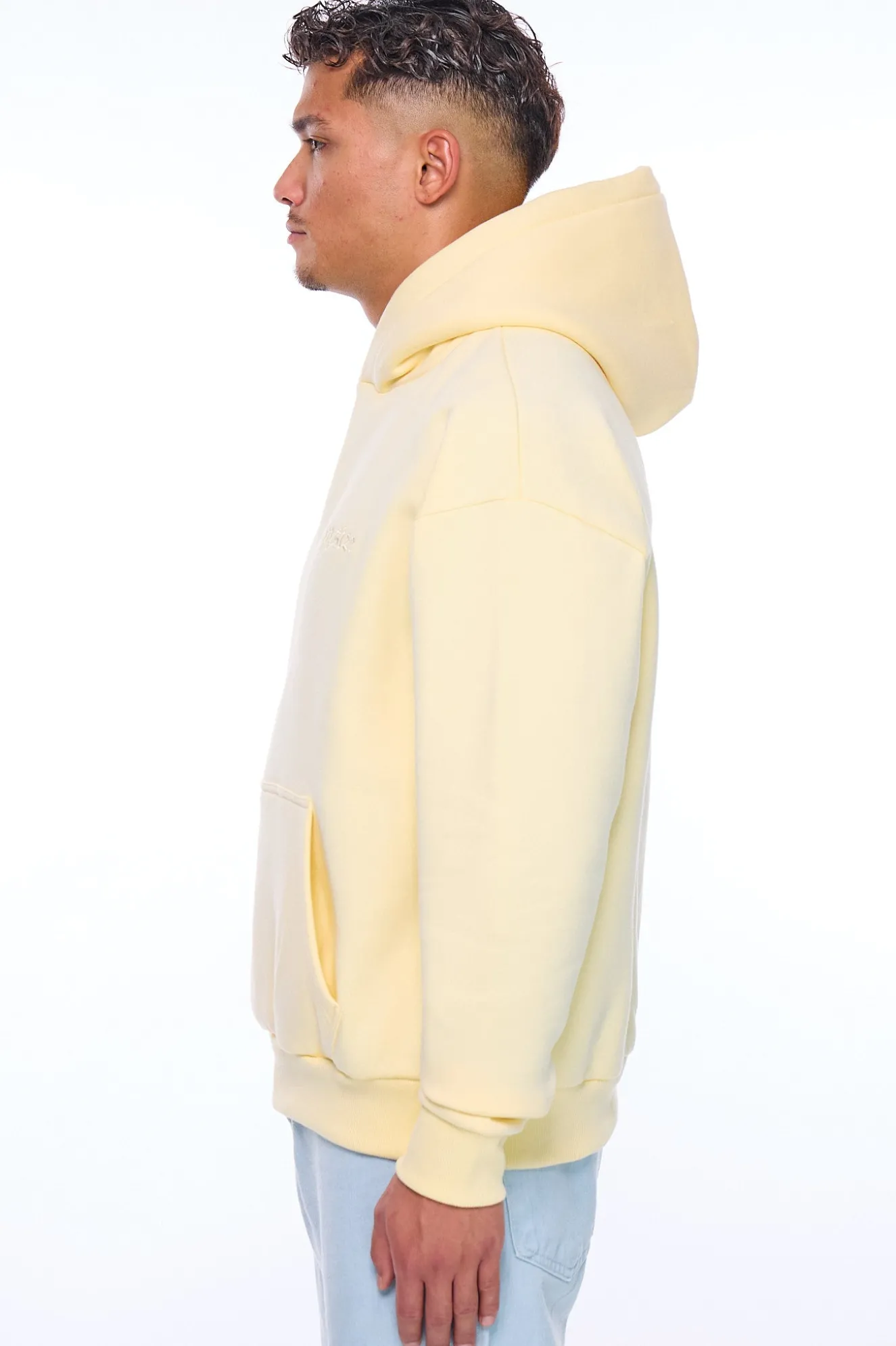 HEAVY OVERSIZE EMBO HOODIE ALMOND OIL