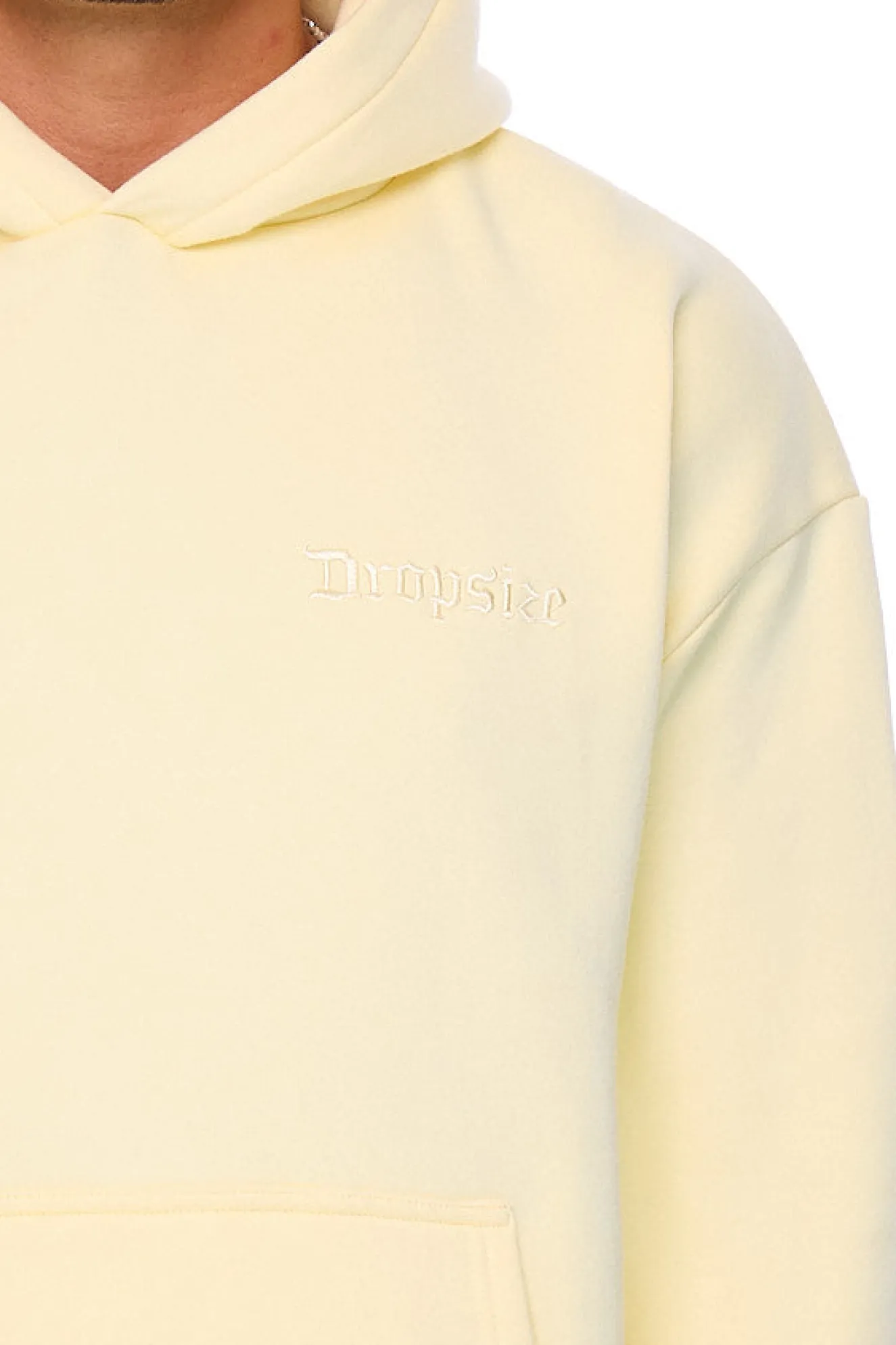 HEAVY OVERSIZE EMBO HOODIE ALMOND OIL