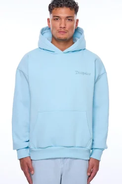 HEAVY OVERSIZE EMBO HOODIE BLUE GLOW