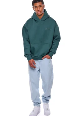 HEAVY OVERSIZE EMBO HOODIE TREKKING GREEN