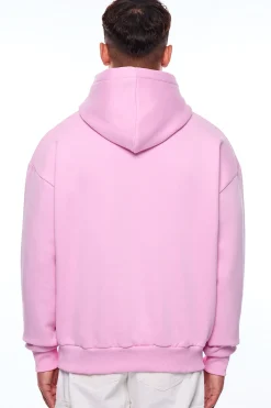 HEAVY OVERSIZE EMBO HOODIE PINK