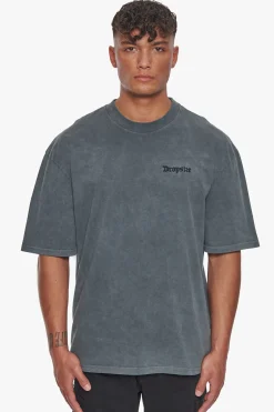 HEAVY OVERSIZE EMBO T-SHIRT WASHED GREY