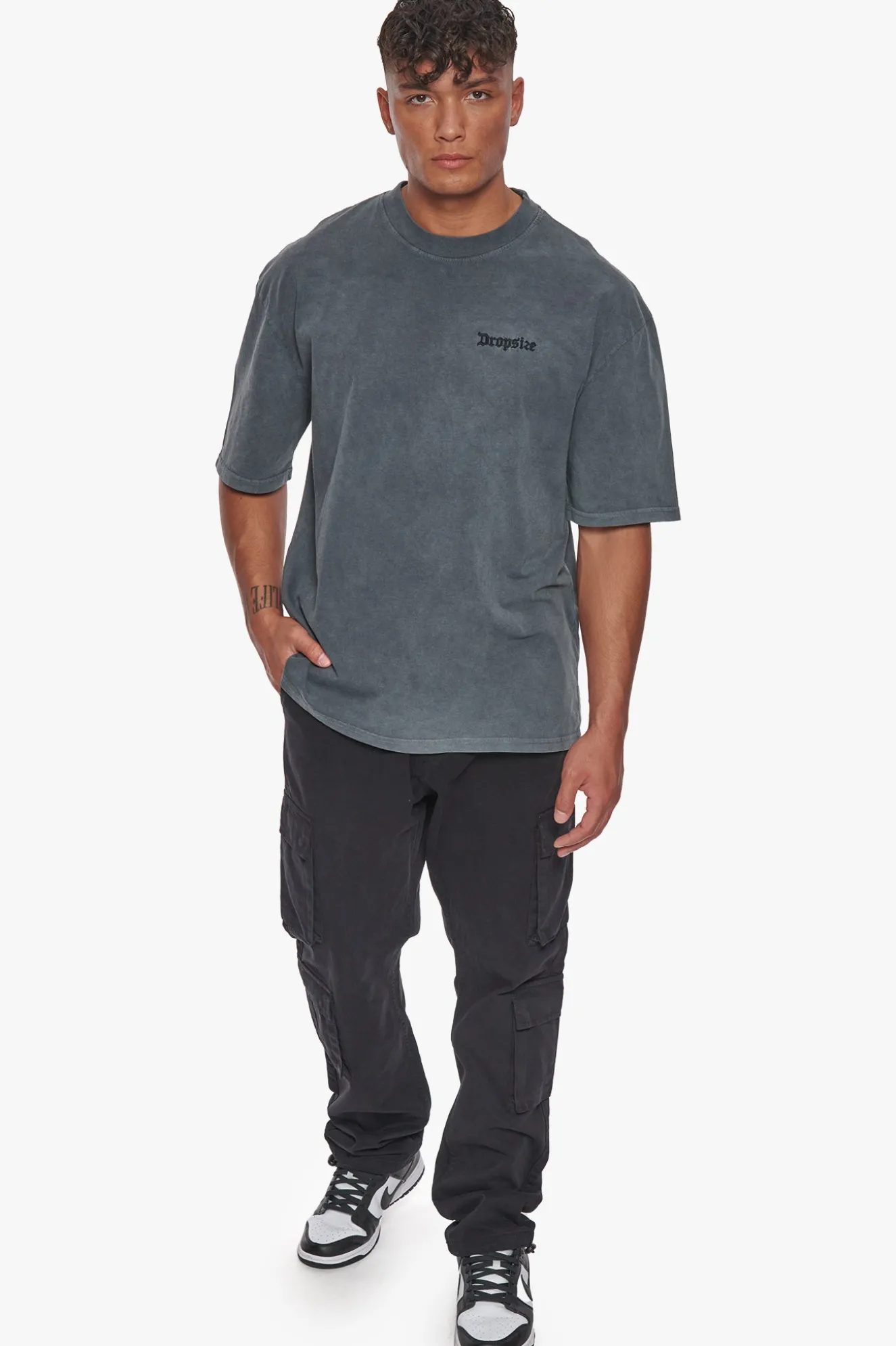 HEAVY OVERSIZE EMBO T-SHIRT WASHED GREY