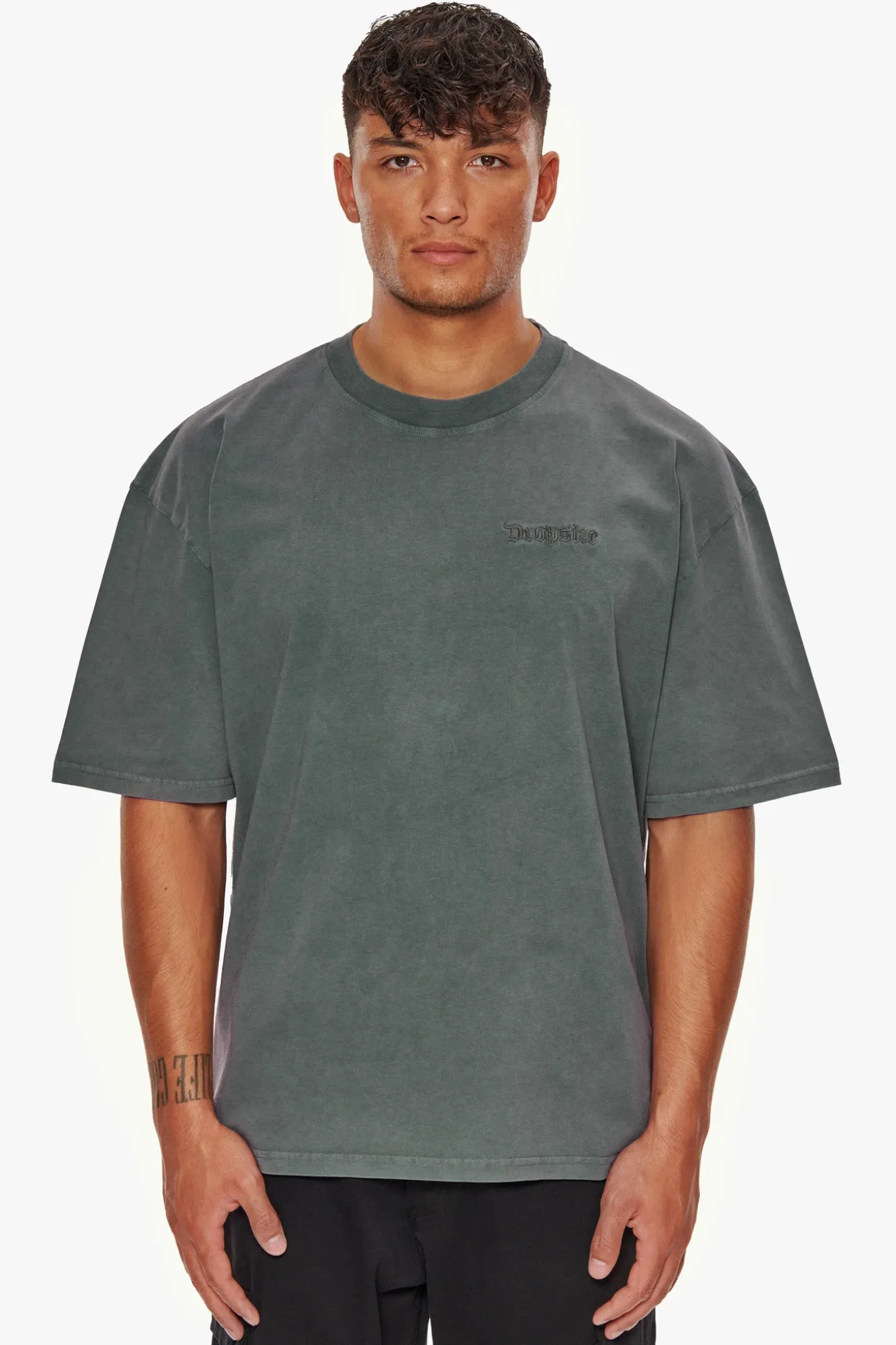 HEAVY OVERSIZE EMBO T-SHIRT WASHED GREY