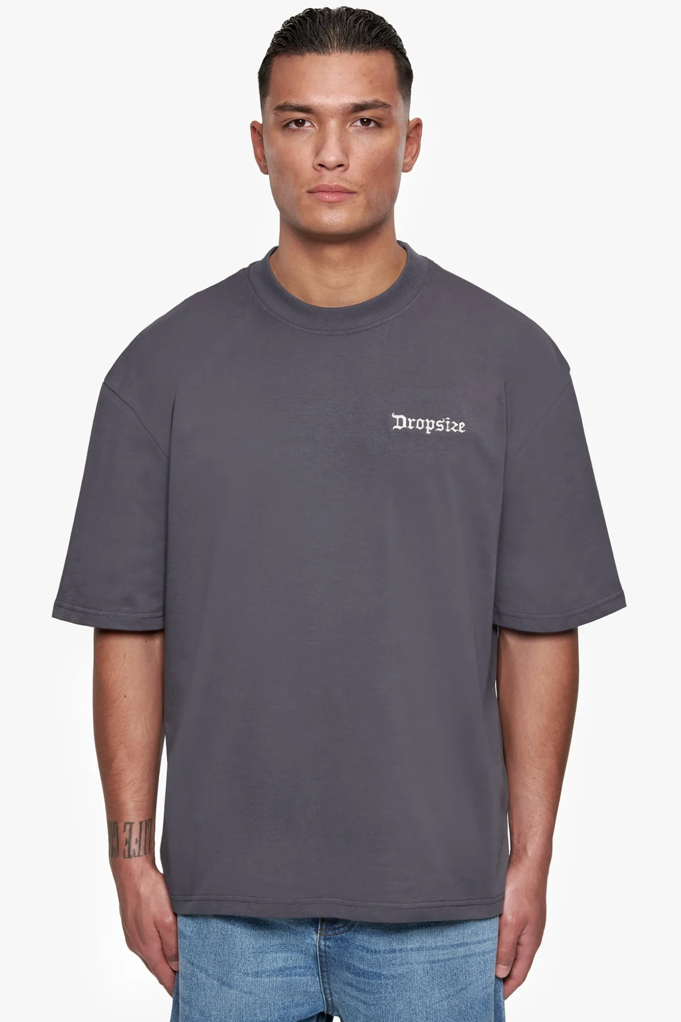 HEAVY OVERSIZE EMBO T-SHIRT DARK GREY