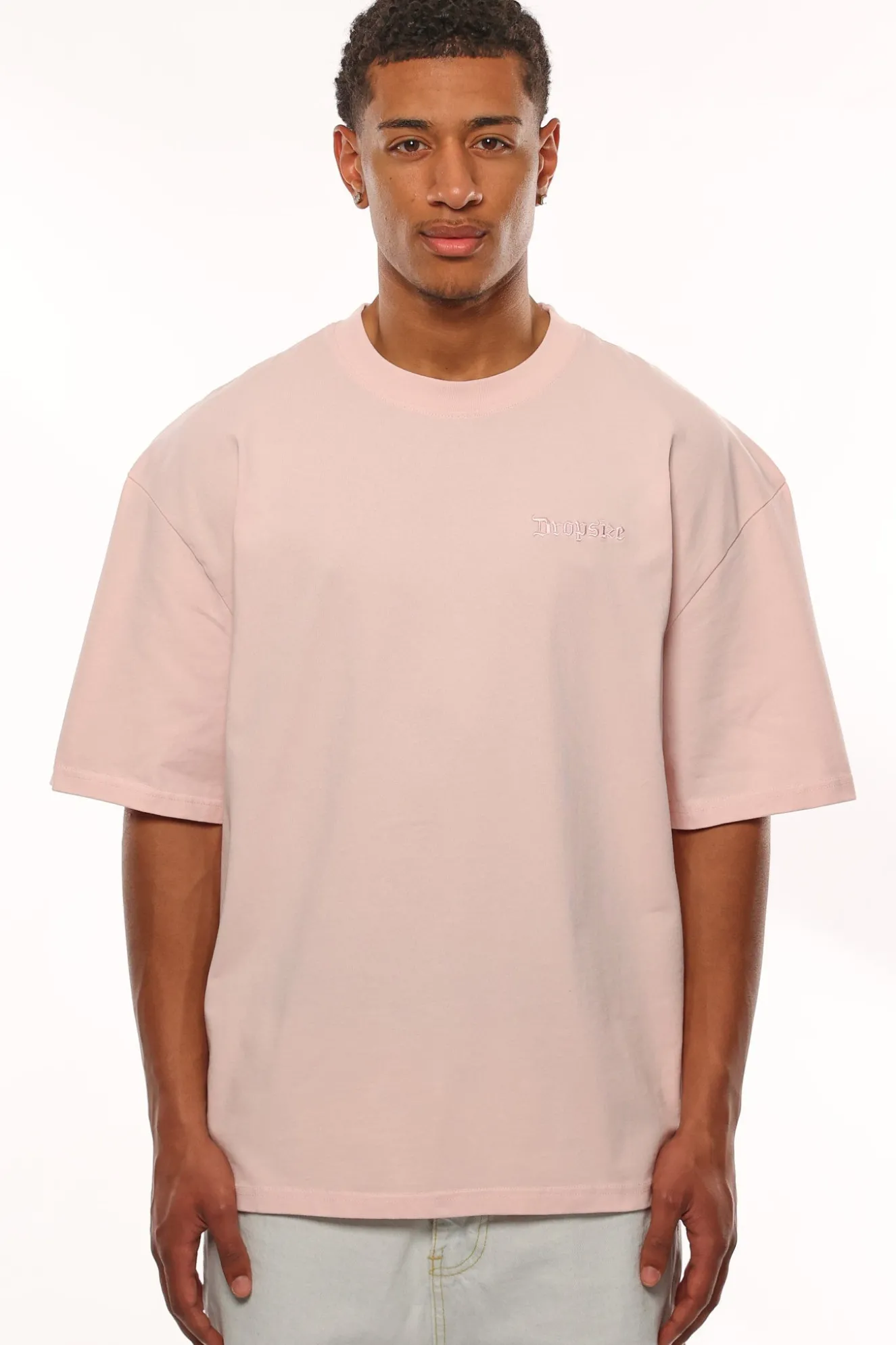HEAVY OVERSIZE EMBO T-SHIRT WASHED PINK
