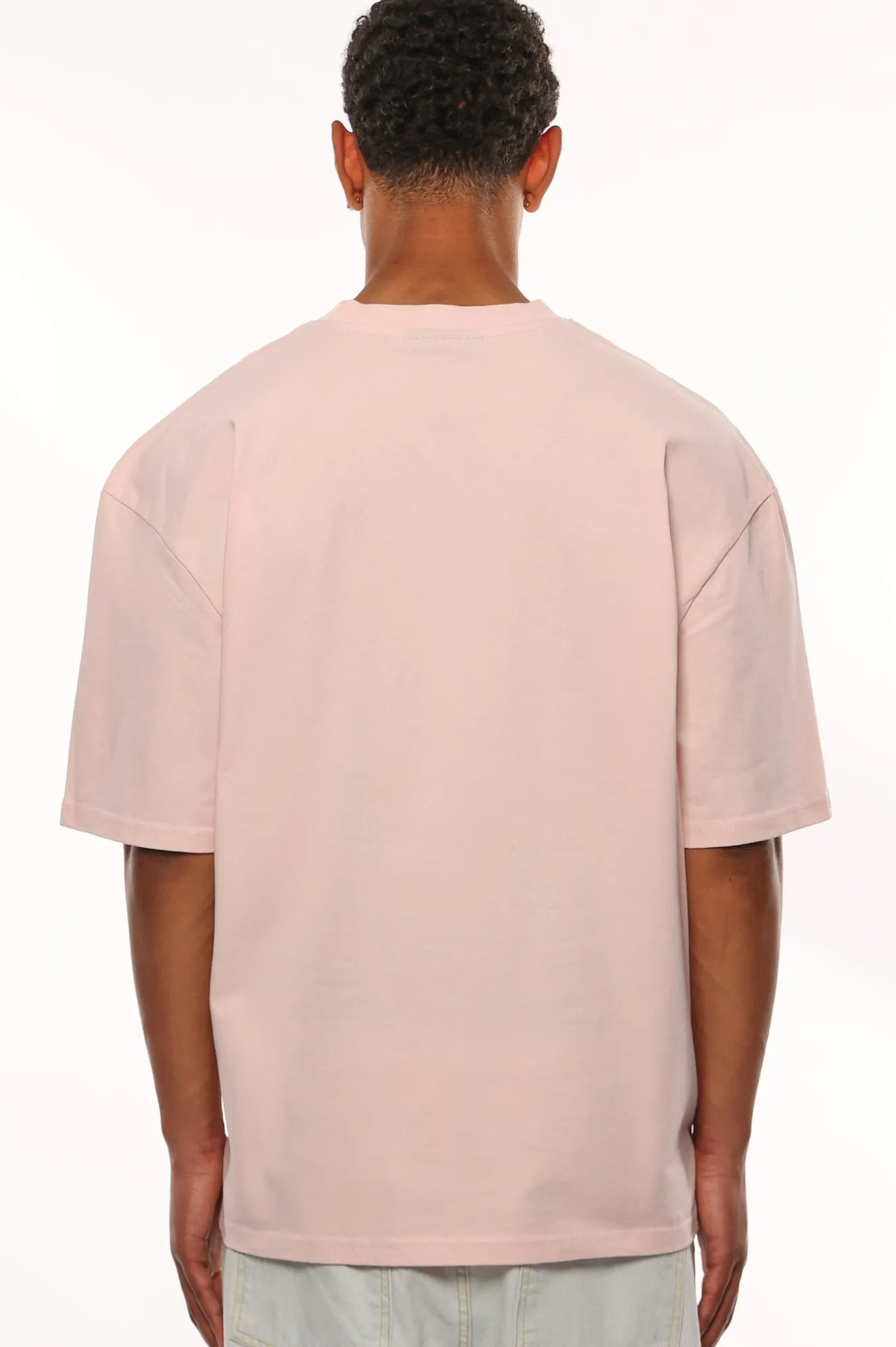 HEAVY OVERSIZE EMBO T-SHIRT WASHED PINK