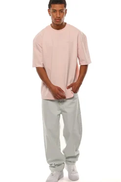 HEAVY OVERSIZE EMBO T-SHIRT WASHED PINK