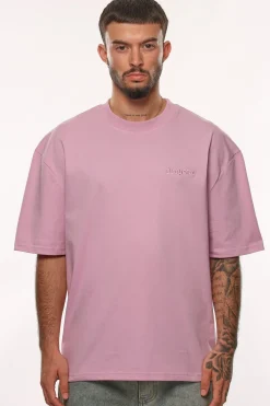 HEAVY OVERSIZE EMBO T-SHIRT LILAC SNOW