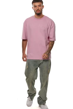 HEAVY OVERSIZE EMBO T-SHIRT LILAC SNOW