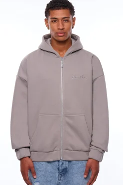 HEAVY OVERSIZE EMBO ZIP HOODIE WET WEATHER