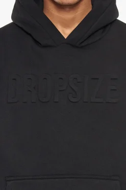 HEAVY OVERSIZE EMBOSSED HOODIE BLACK
