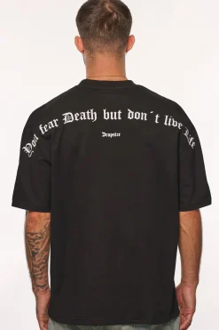 HEAVY OVERSIZE FEAR DEATH T-SHIRT BLACK