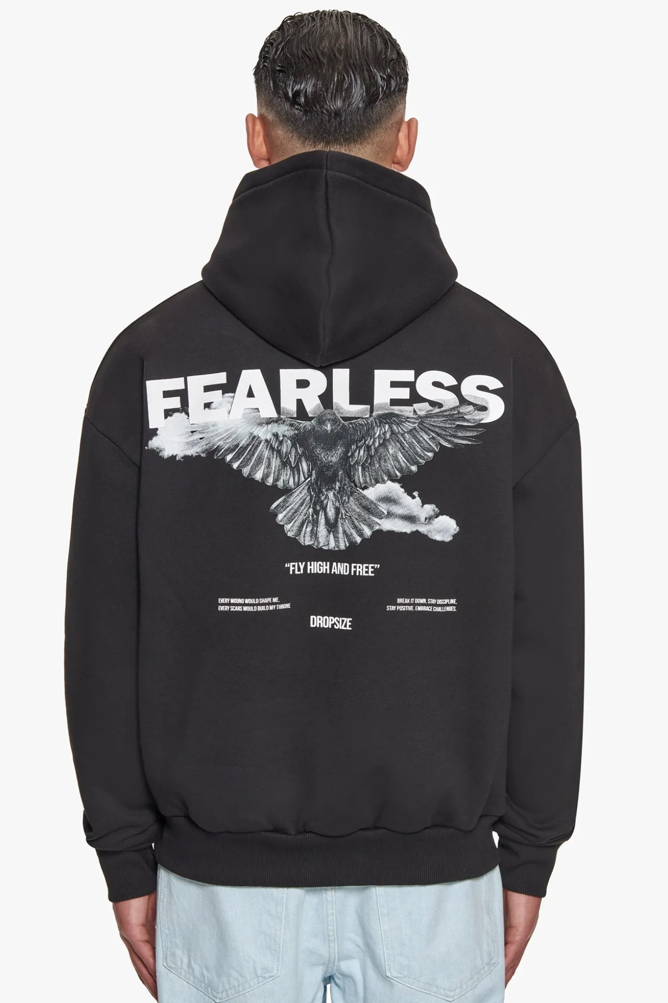 HEAVY OVERSIZE FEARLESS HOODIE BLACK