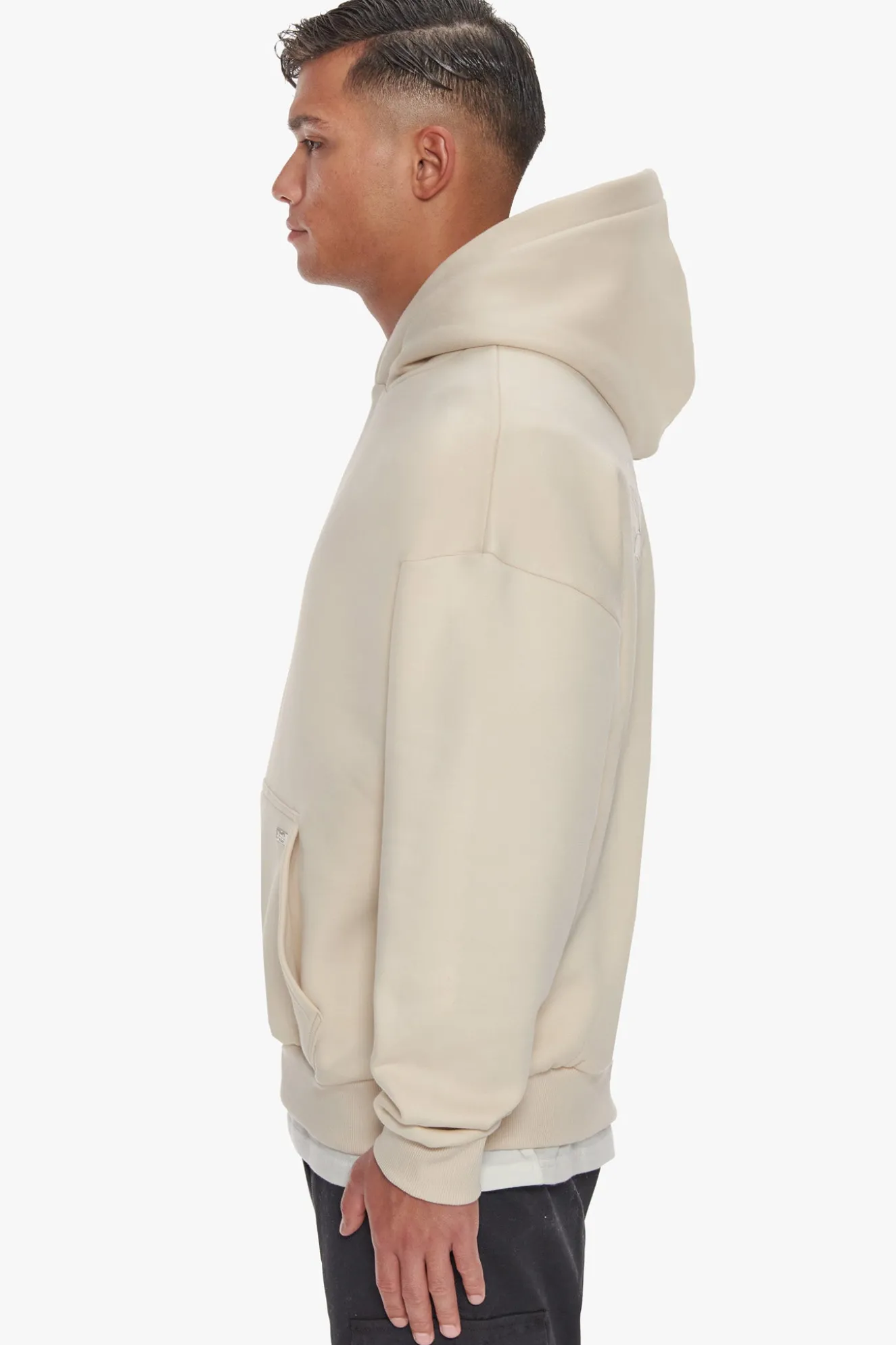 HEAVY OVERSIZE FLAT BACK EMBO HOODIE COCONUT MILK