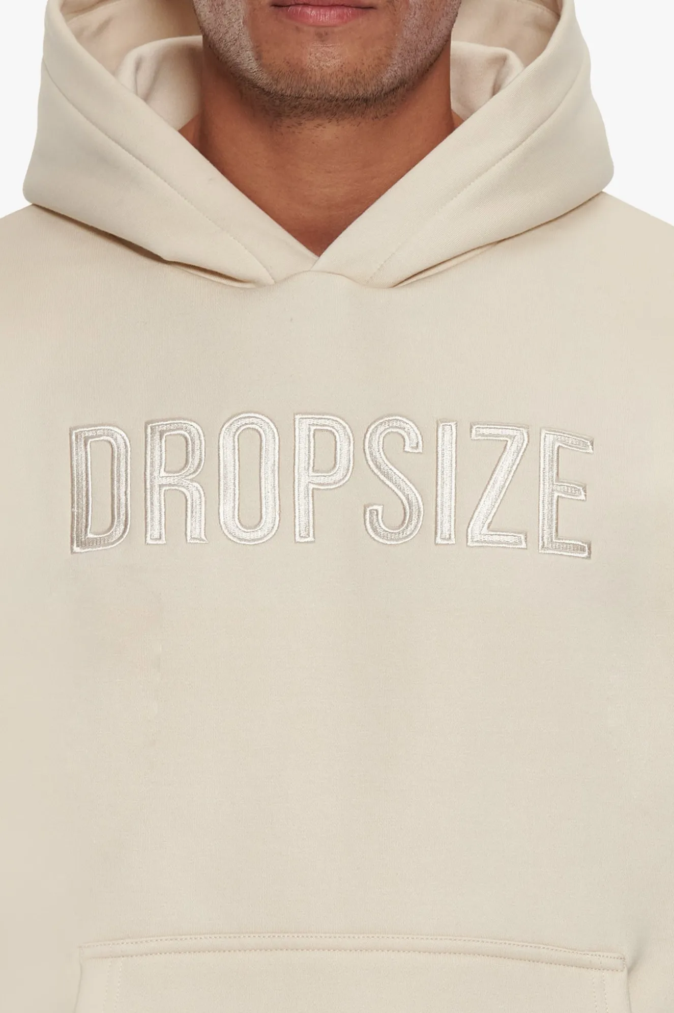 HEAVY OVERSIZE FLAT FRONT EMBO HOODIE COCONUT MILK