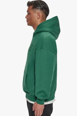 HEAVY OVERSIZE FLAT FRONT EMBO HOODIE WASHED GREEN