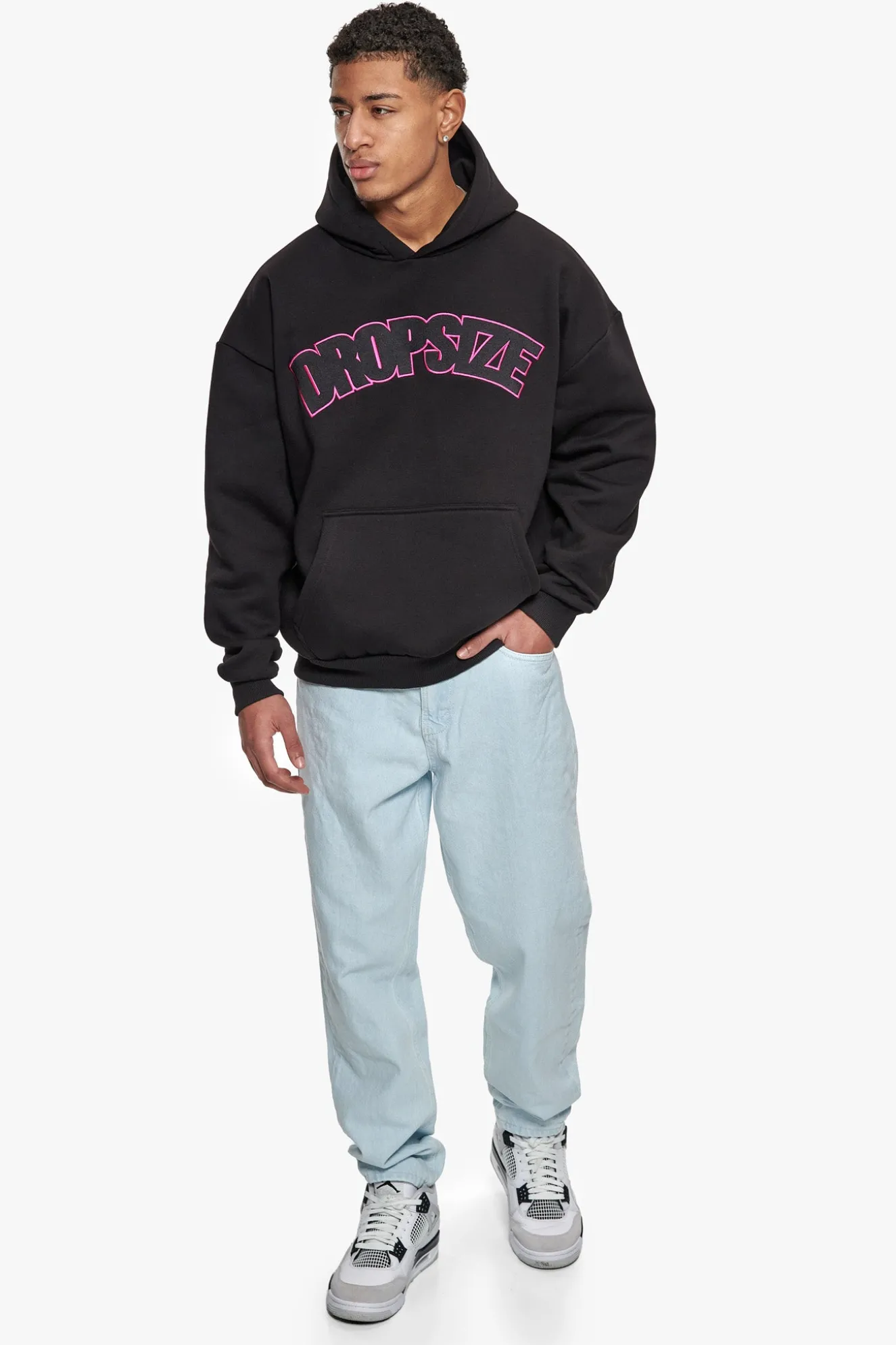 HEAVY OVERSIZE FLAT V2 EMBO HOODIE BLACK