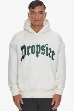 HEAVY OVERSIZE FRONT EMBO LOGO HOODIE CREAM