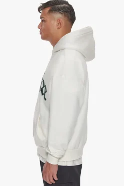 HEAVY OVERSIZE FRONT EMBO LOGO HOODIE CREAM