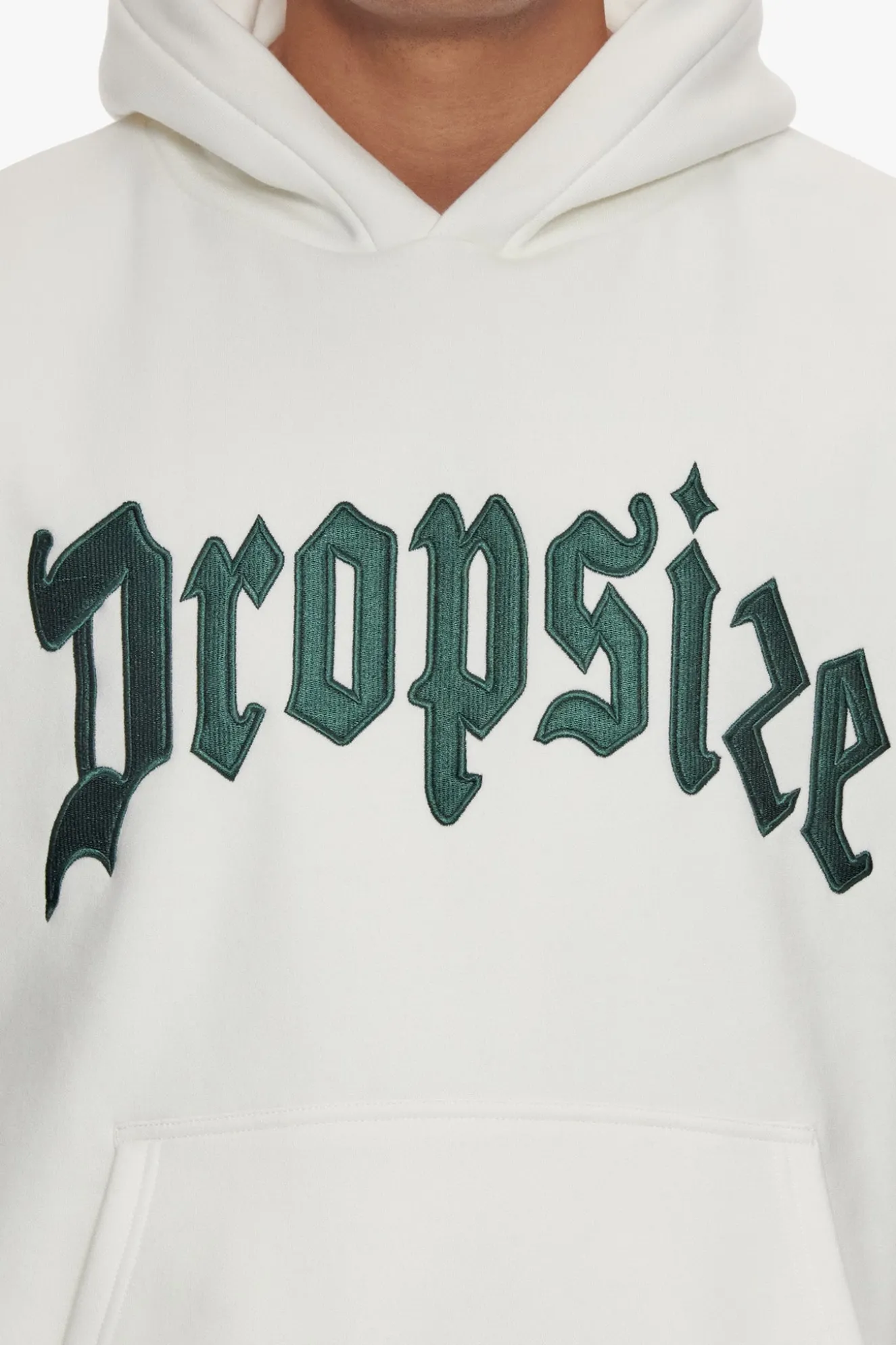 HEAVY OVERSIZE FRONT EMBO LOGO HOODIE CREAM