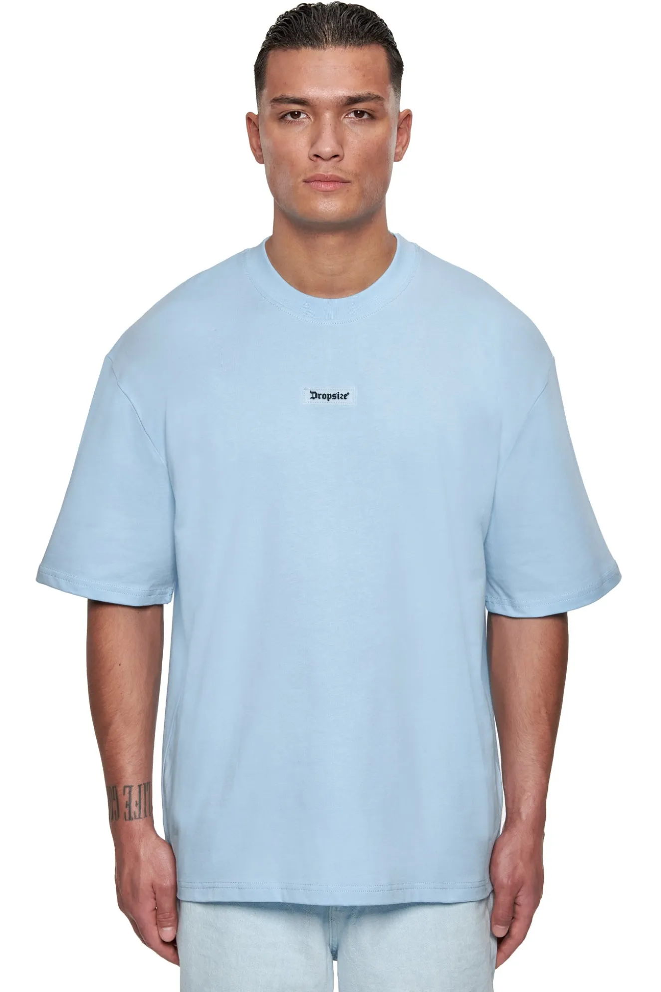 HEAVY OVERSIZE FRONT RUBBER PATCH T-SHIRT BABY BLUE