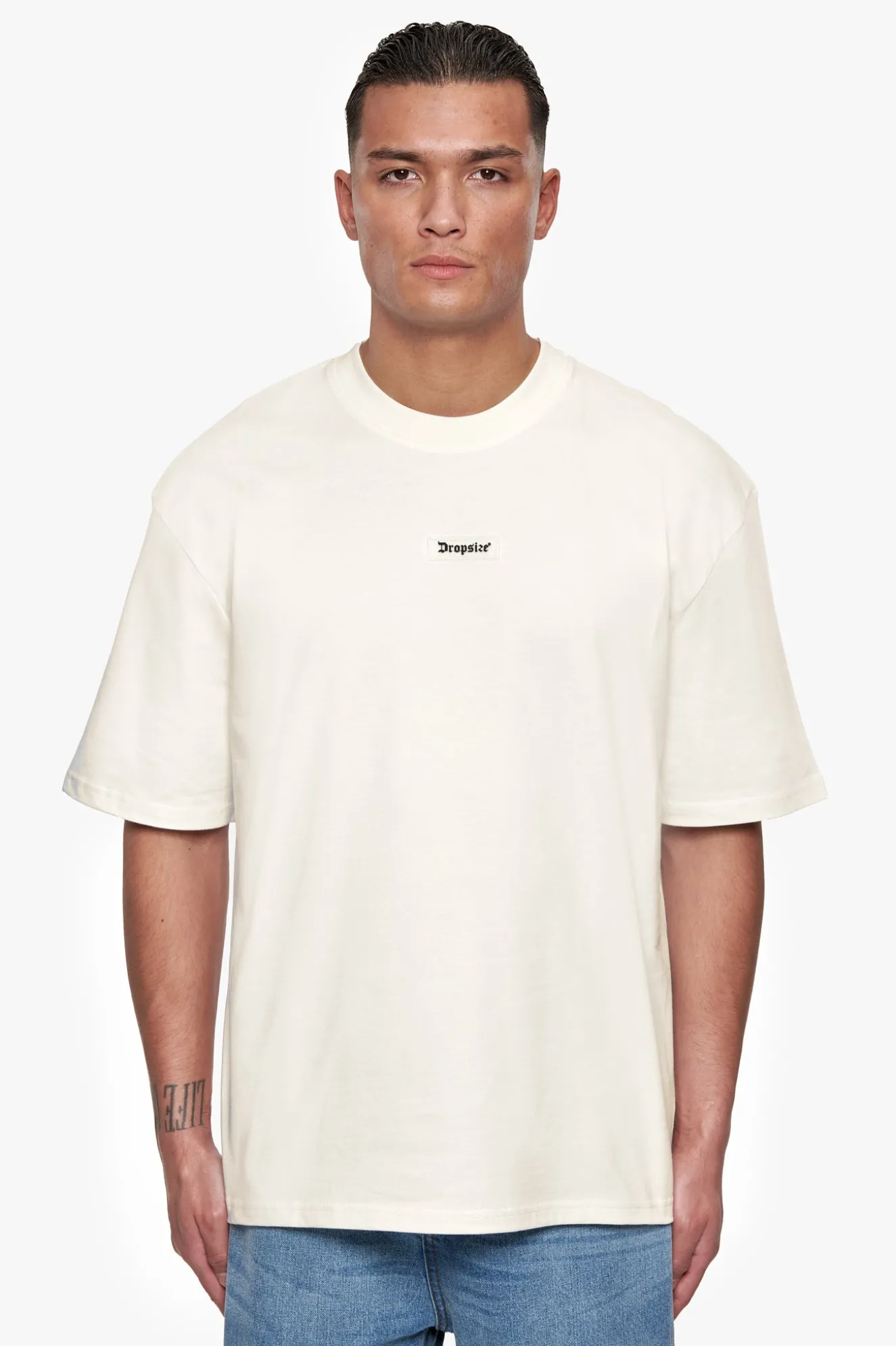 HEAVY OVERSIZE FRONT RUBBER PATCH T-SHIRT CREAM