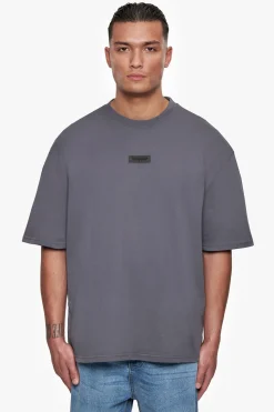 HEAVY OVERSIZE FRONT RUBBER PATCH T-SHIRT STEEL GREY