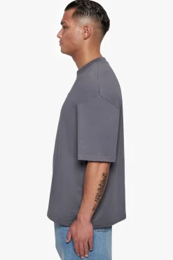 HEAVY OVERSIZE FRONT RUBBER PATCH T-SHIRT STEEL GREY