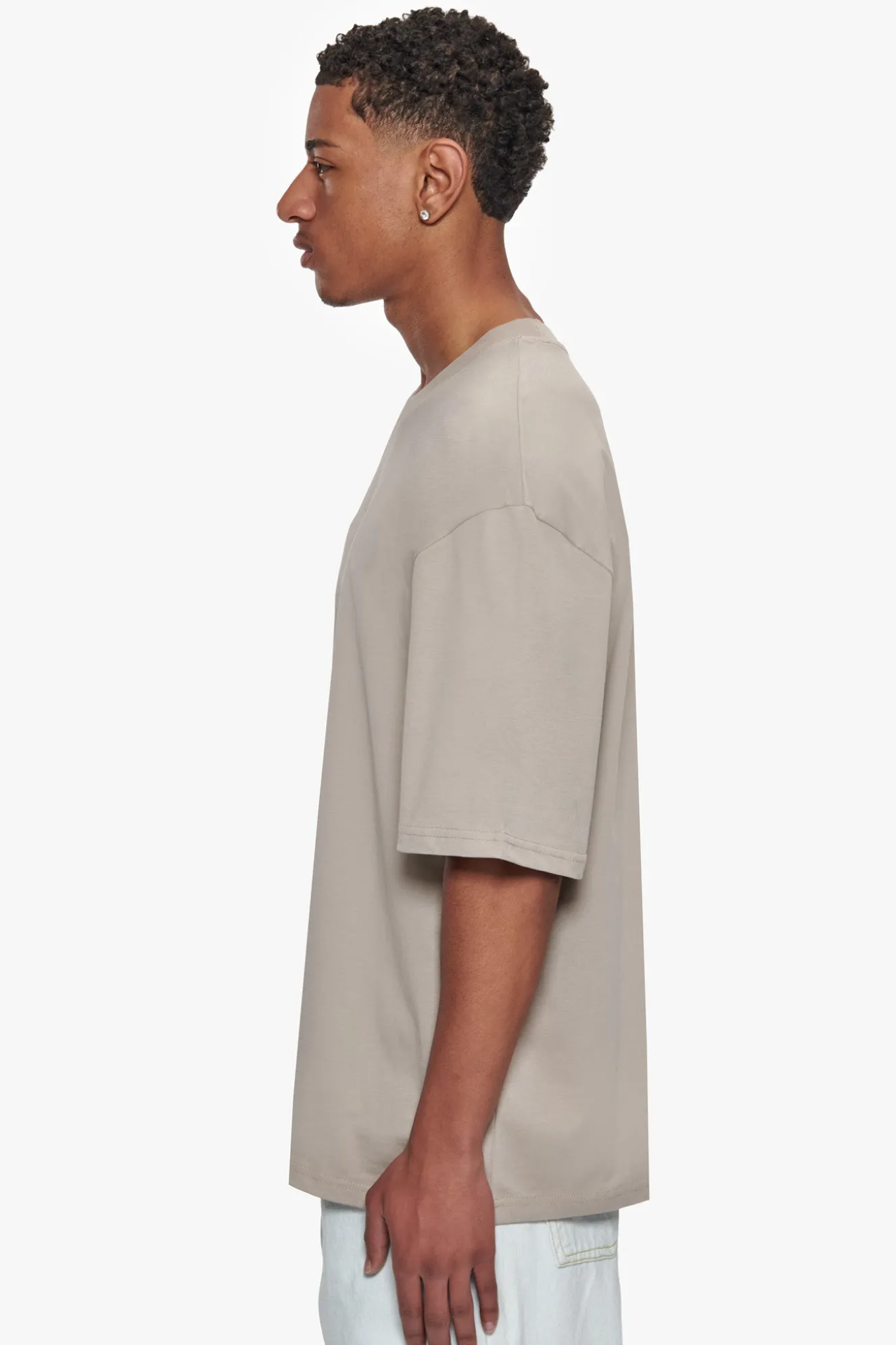 HEAVY OVERSIZE FRONT RUBBER PATCH T-SHIRT STONE