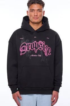 HEAVY OVERSIZE GLOWING LOGO HOODIE BLACK