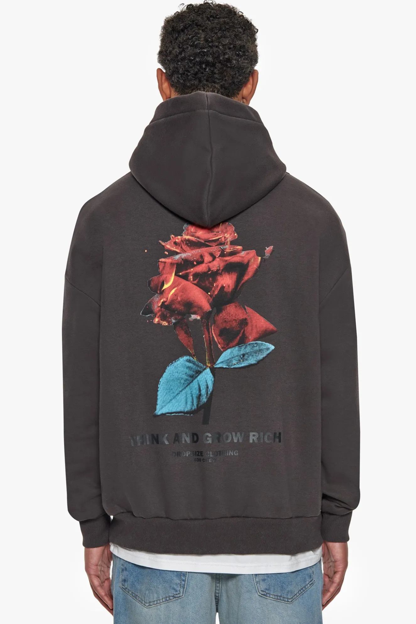 HEAVY OVERSIZE GROW RICH HOODIE WASHED BLACK