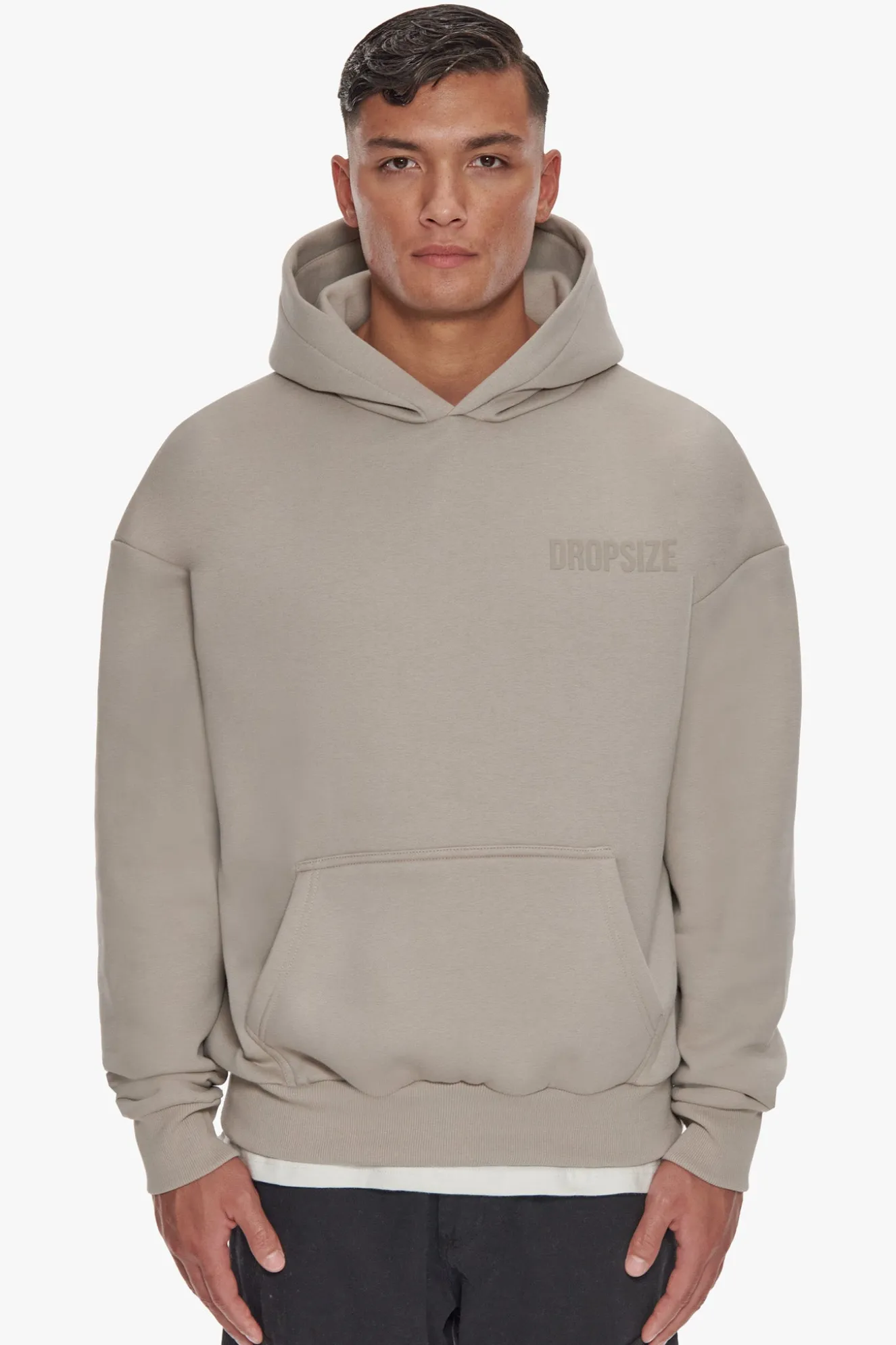 HEAVY OVERSIZE HD PRINT HOODIE SILVER GREY