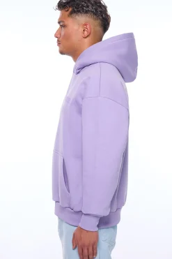 HEAVY OVERSIZE HD PRINT HOODIE PURPLE ROSE