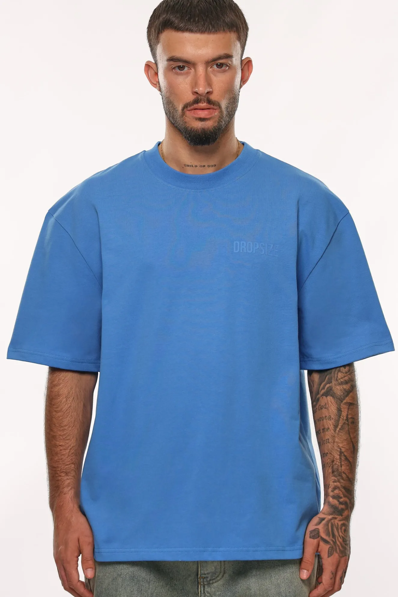 HEAVY OVERSIZE HD PRINT T-SHIRT AZURE BLUE