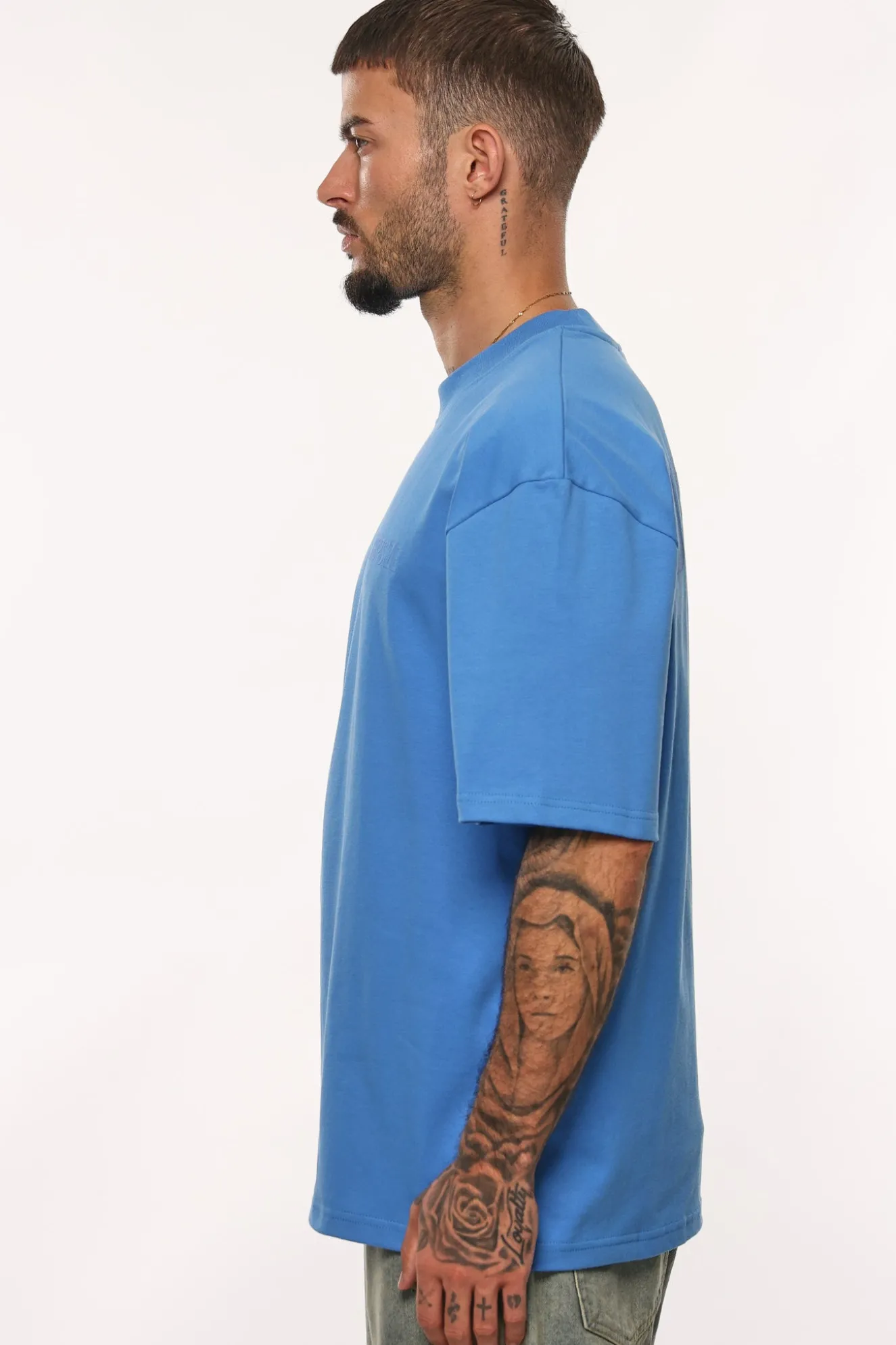 HEAVY OVERSIZE HD PRINT T-SHIRT AZURE BLUE