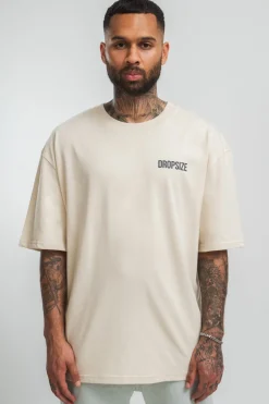 HEAVY OVERSIZE HD PRINT T-SHIRT COCONUT/ STONE
